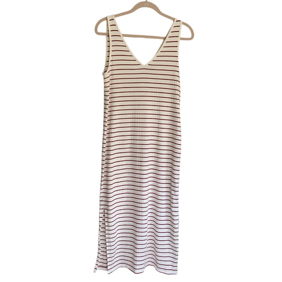 Banana Republic Semi-fitted Ribbed Knit Jersey V-Neck Tank Dress Cream R… - Picture 2 of 11